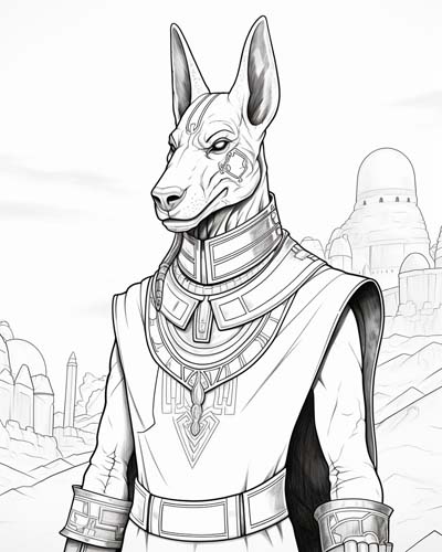 Anubis the jackal god coloring page