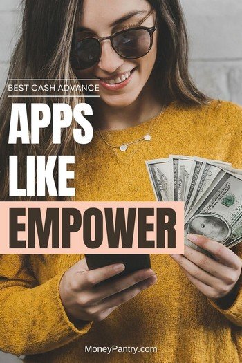 Woman using an app like Empower to get a cash advance.