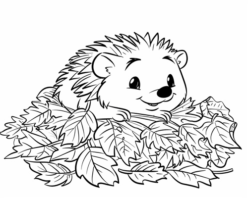 autumn coloring page of porcupine