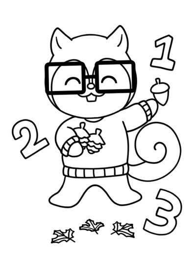 math squirrel coloring page