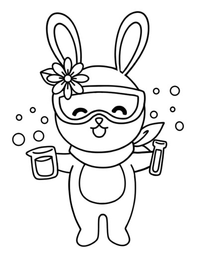 science bunny coloring page