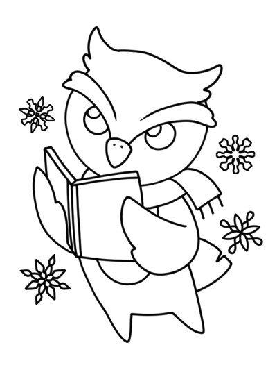 reading owl coloring page