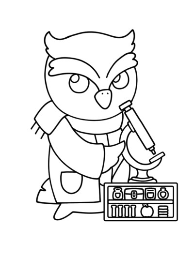 science owl coloring page