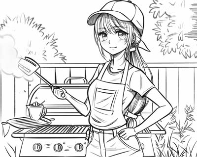 coloring page of a barbecue