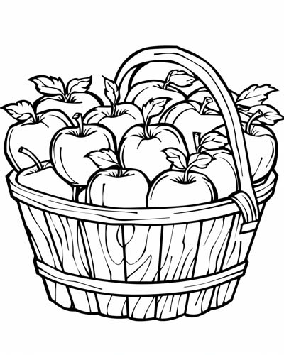 basket of apples coloring page