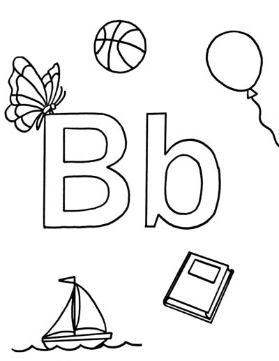 What begins with B b coloring page