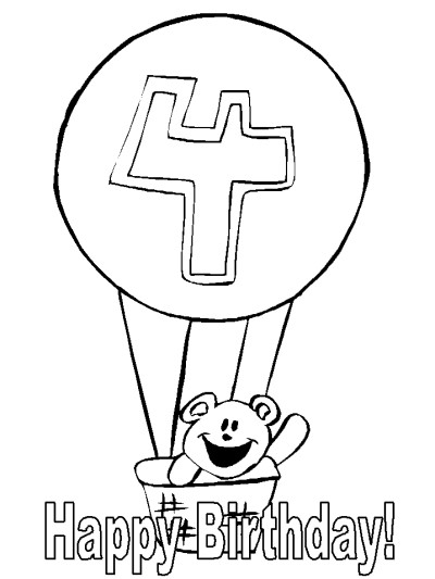 fourth birthday teddy bear coloring page