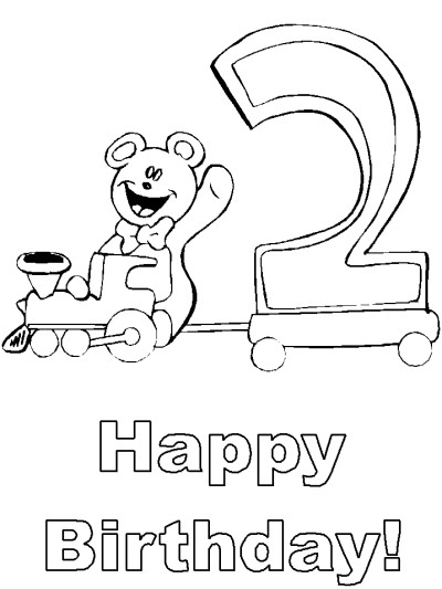 second birthday teddy bear coloring page