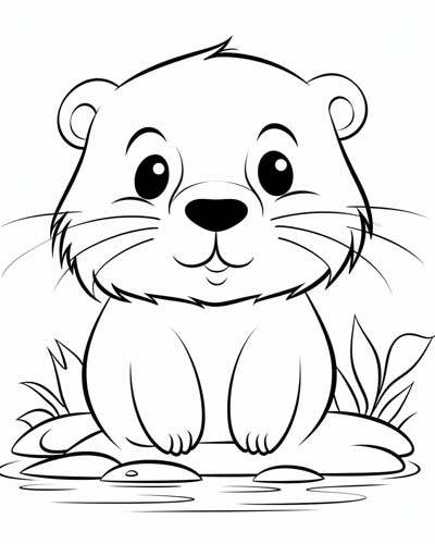 baby beaver coloring page