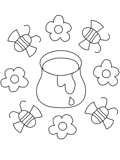 bees and honey coloring page