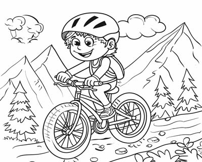 Mountain biking Coloring Page