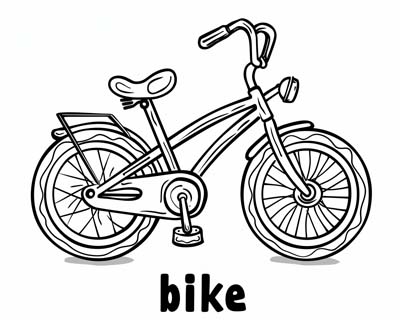 bike word art Coloring Page