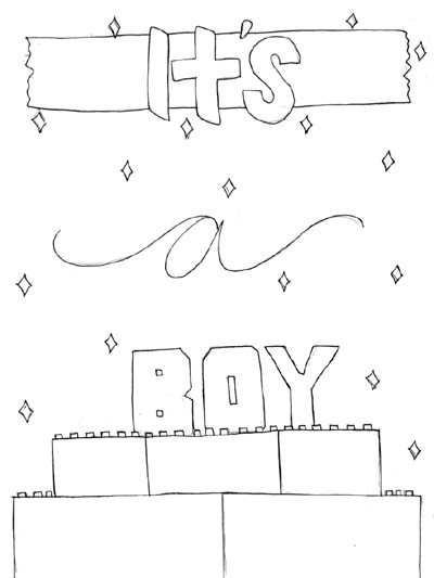 it's a boy word art coloring page