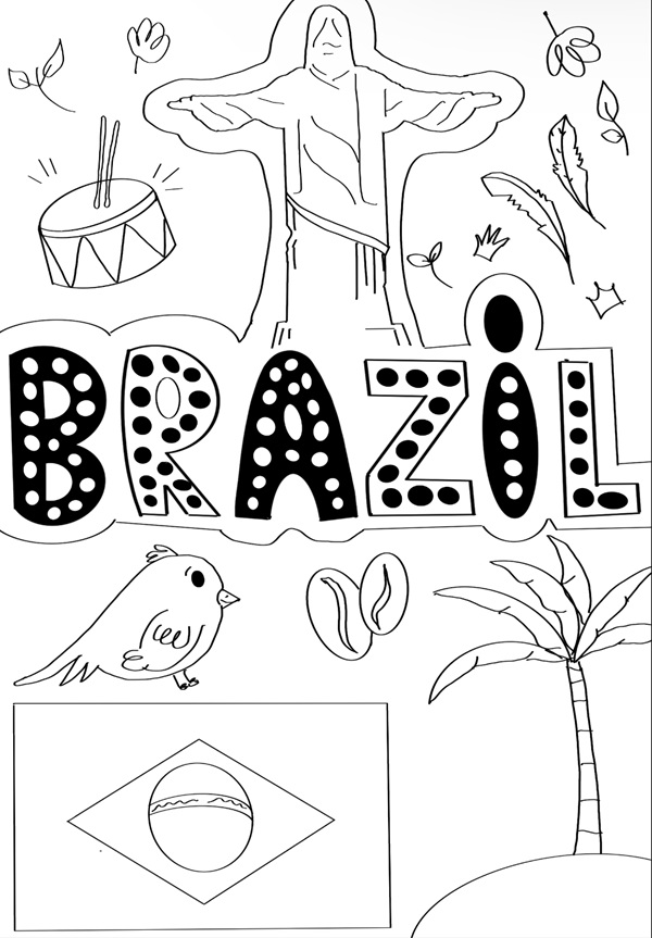 brazil doodle art coloring page