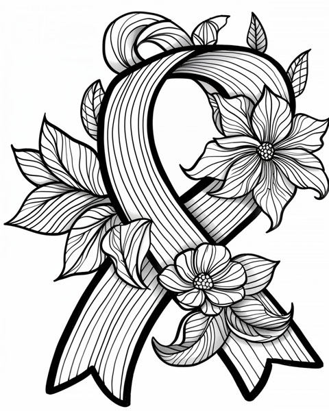 ribbon coloring page for breast cancer awareness month