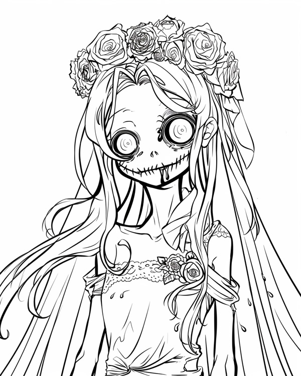 zombie prom queen coloring page