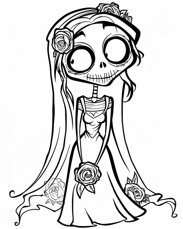 zombie bride coloring page