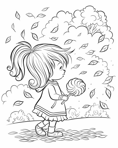 coloring page of a girl with candy