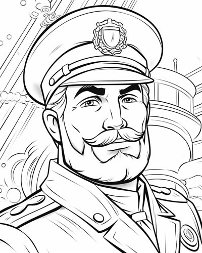 coloring page of ship captain