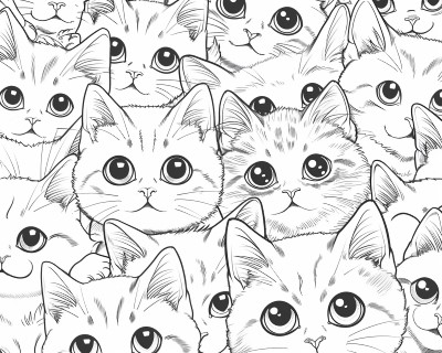 cat doodles coloring page