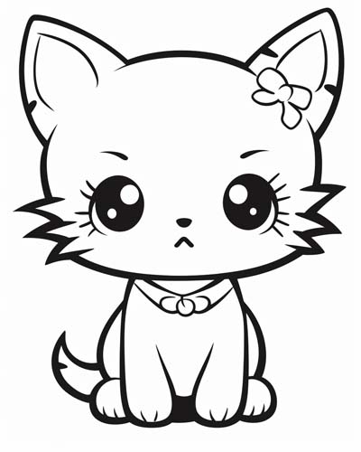 Kawaii cat coloring pages