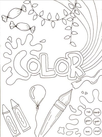 color word art coloring page