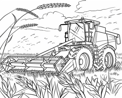 coloring page of combining wheat