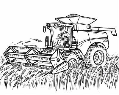 coloring page of combining wheat