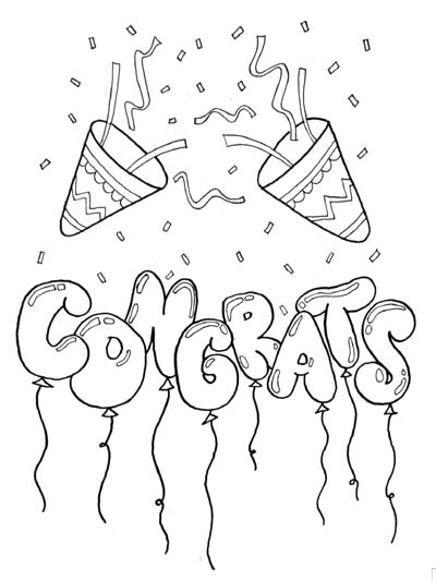 congrats word art coloring page