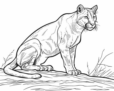 coloring page of a cougar