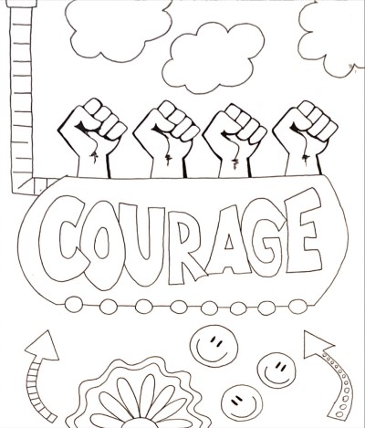 courage word art coloring page