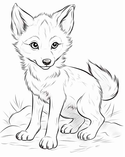 baby coyote coloring page