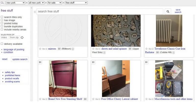 Free furniture giveaways ads on Craigslist