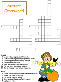 printable autumn crossword puzzle