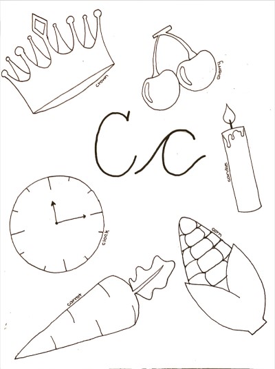 cursive letter c coloring page