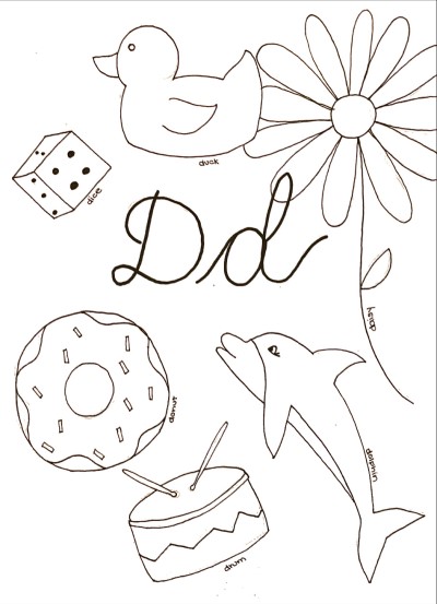 cursive letter d coloring page