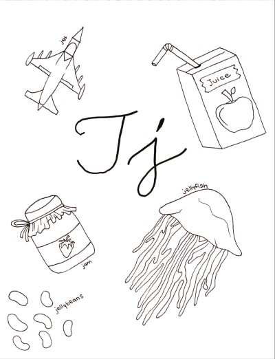 cursive letter j coloring page