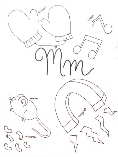 cursive letter m coloring page