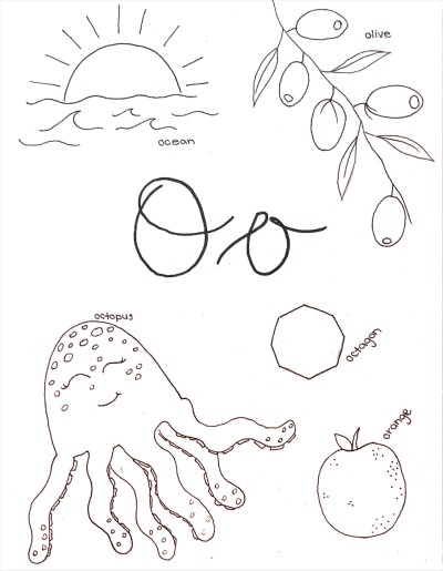 cursive letter o coloring page