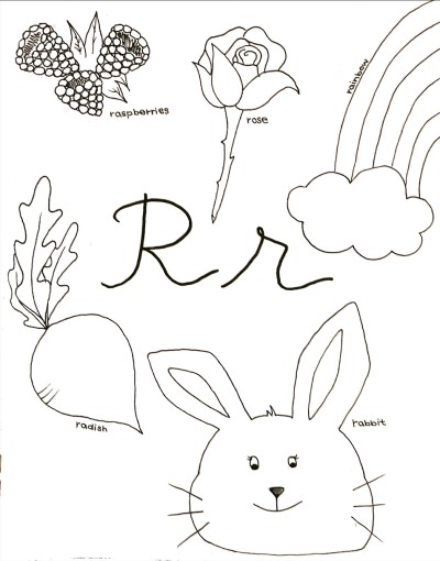 cursive letter r coloring page