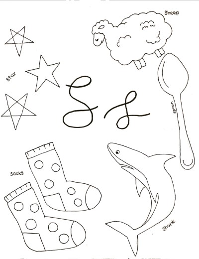 cursive letter s coloring page