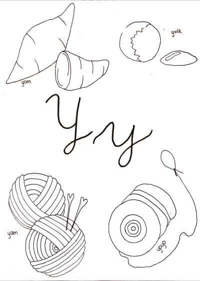 cursive letter y coloring page