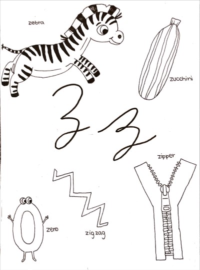 cursive letter z coloring page