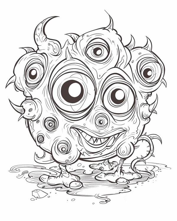 coloring page of a cute Halloween monster