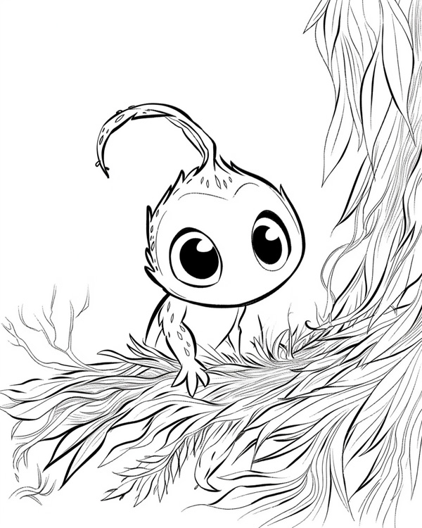 coloring page of a cute Halloween monster