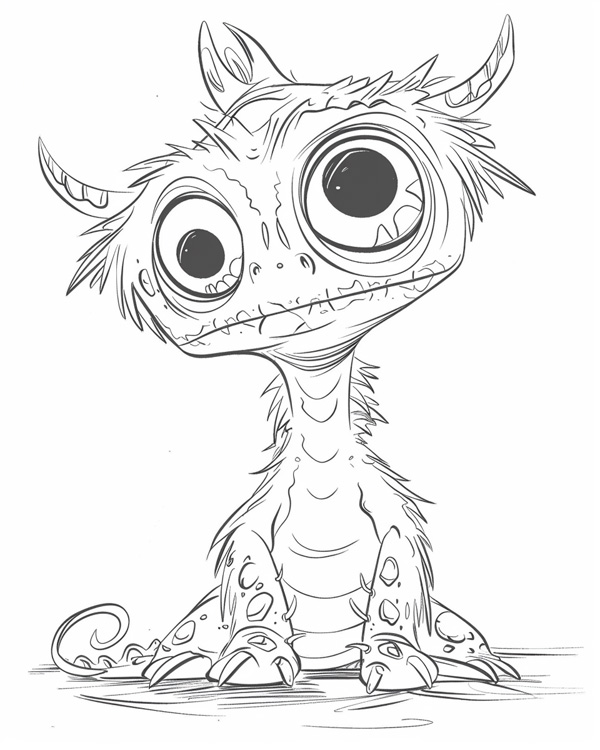 coloring page of a cute Halloween monster