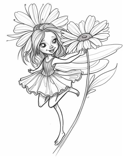 a daisy fairy coloring page