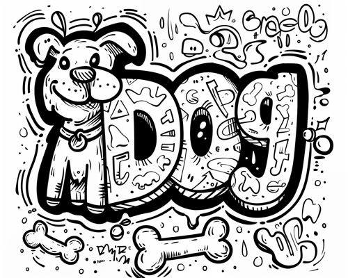 graffiti coloring page of a dog