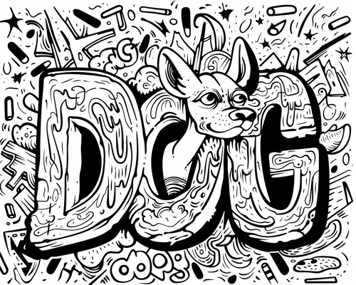 graffiti coloring page of a dog