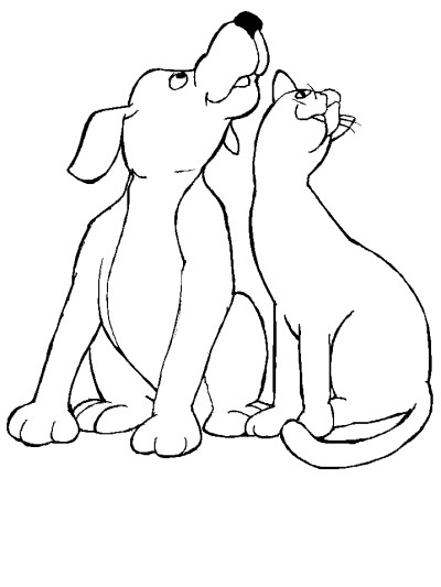 dog and cat coloring page